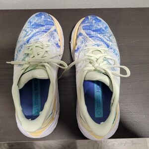 Hoka Blue and Green Athletic Shoes